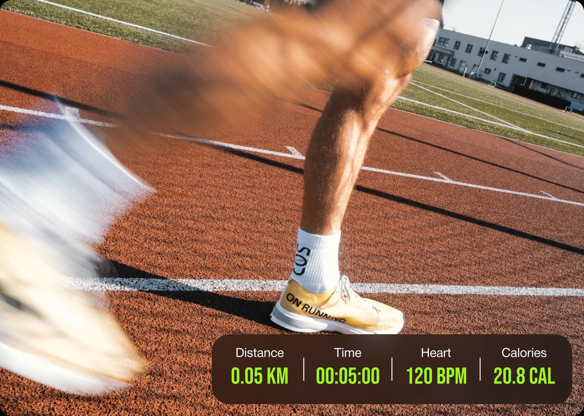 Runner accelerating on a track